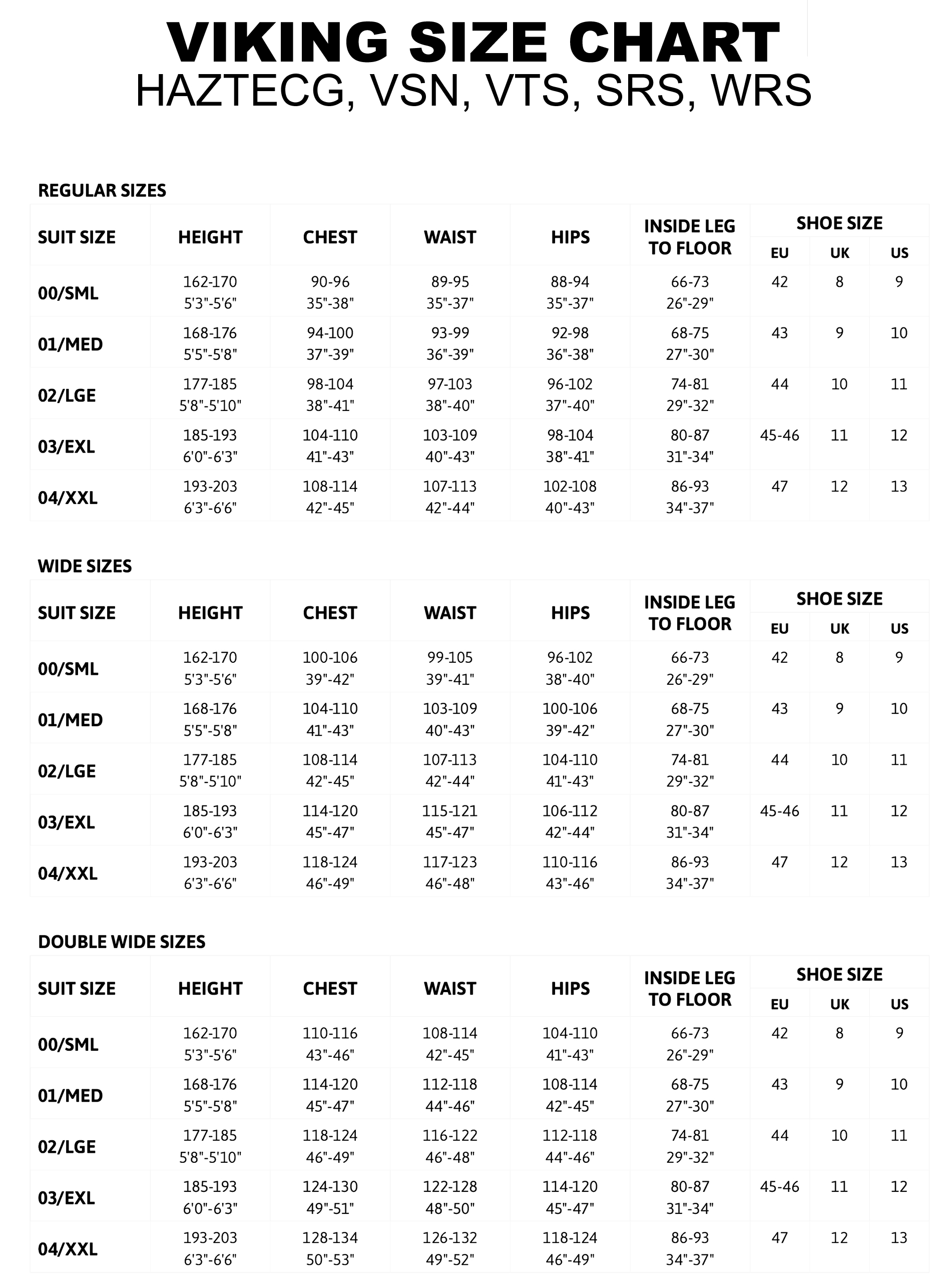 Viking Size Chart