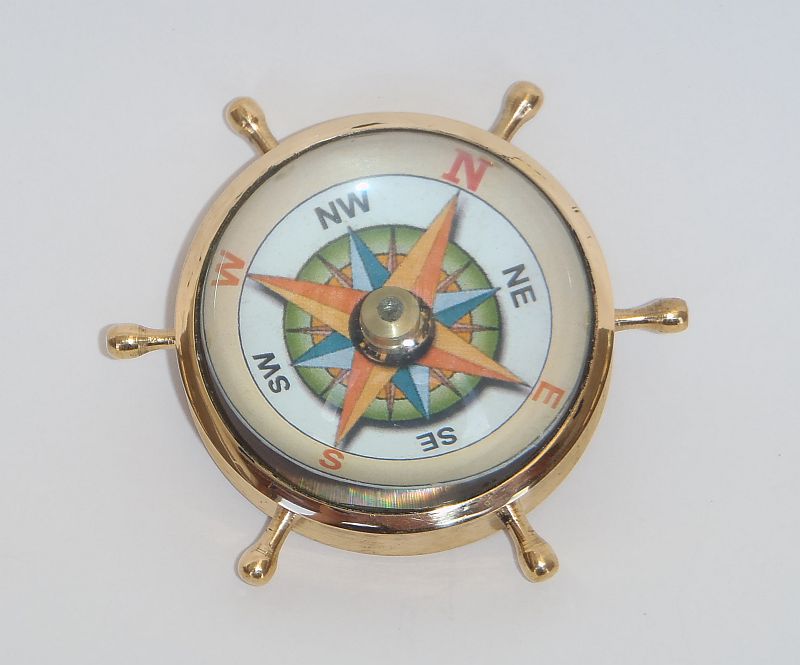 NAUTICAL BRASS WHEEL COMPASS - Ocean Drysuits